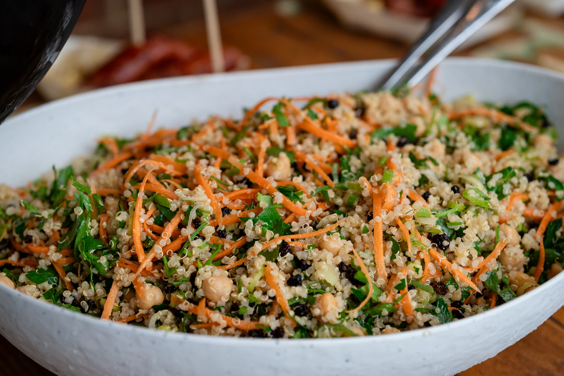 Fresh quinoa and couscous salad bowl